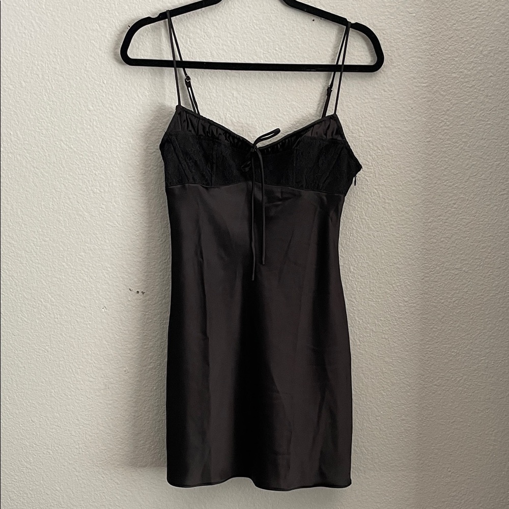 Urban Outfitters Slip Dress Satin & Lace Black